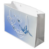 Schmetterling und Herz Große Geschenktüte (Rückseite Schrägansicht)