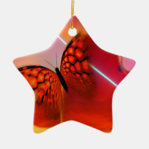 Schmetterling und Herz Keramik Ornament