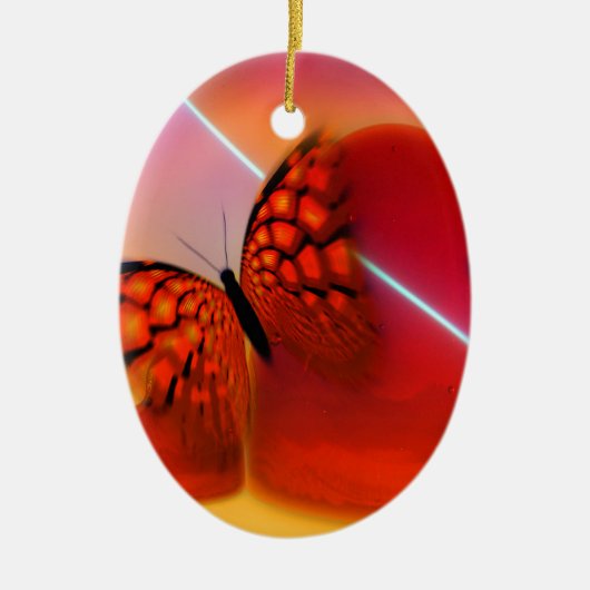 Schmetterling und Herz Keramik Ornament (Vorne)