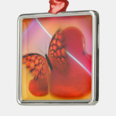 Schmetterling und Herz Silbernes Ornament (Links)
