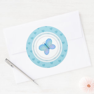 Schmetterling- und Herzkleber Runder Aufkleber