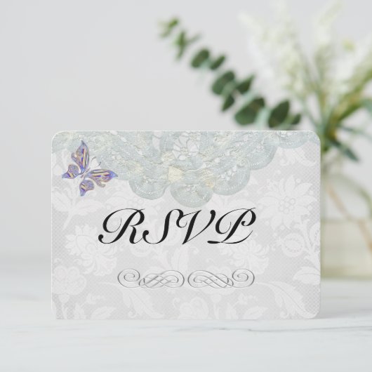 Schmetterling und Hochzeit RSVP Matte 3,5" x 5" (Stehend Vorderseite)