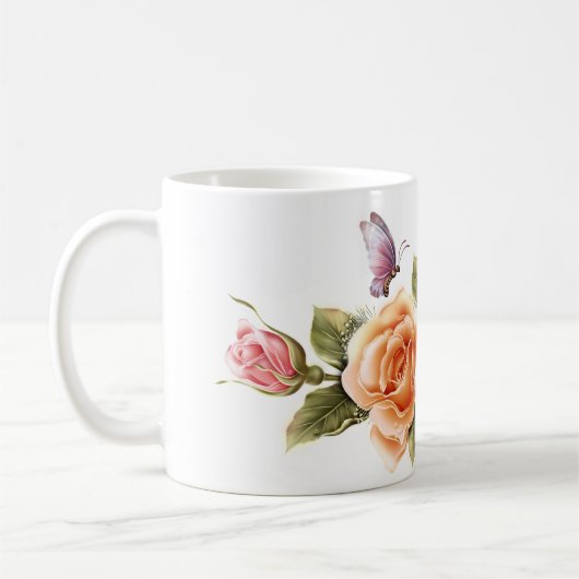 Schmetterling und hübsche Tasse der Rosen - (Links)