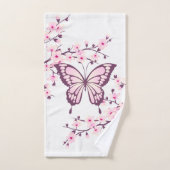Schmetterling und Kirschblossom Rosa Weiß Badhandtuch Set (Handtuch)