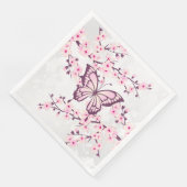 Schmetterling und Kirschblossom Rosa Weiß Serviette (Ecke)
