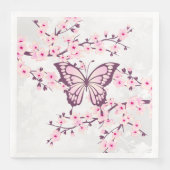 Schmetterling und Kirschblossom Rosa Weiß Serviette (Vorderseite)