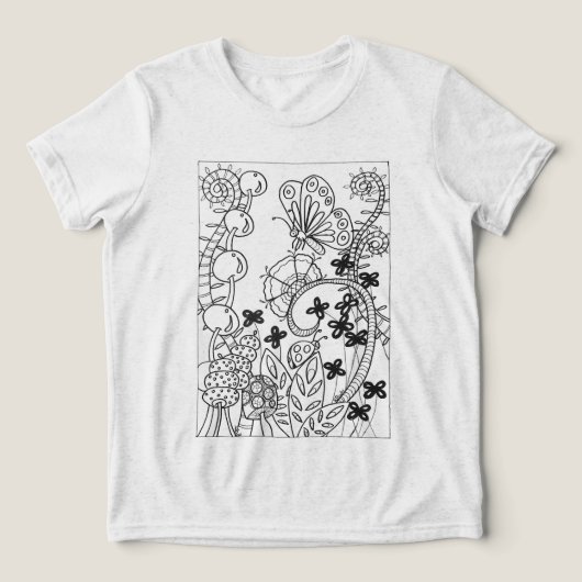 Schmetterling und Ladybug mit Blume Tri-Blend Shirt (Design Vorderseite)