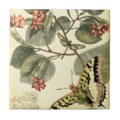 Schmetterling und Libelle mit roten Blume Fliese (Vorderseite)