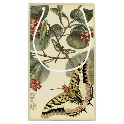 Schmetterling und Libelle mit roten Blume Kleine Geschenktüte (Rückseite)