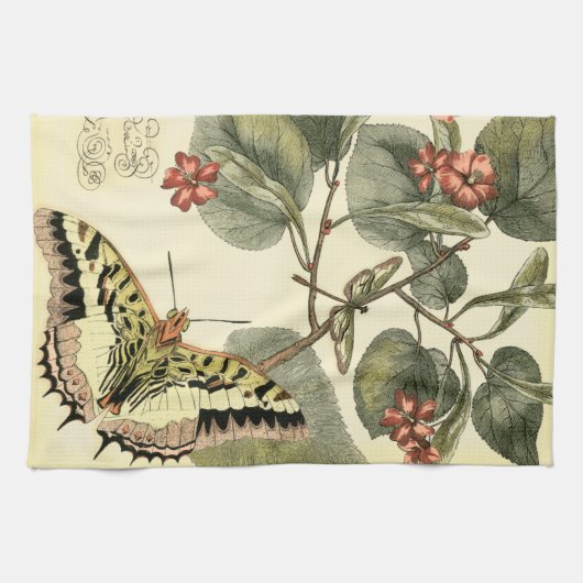 Schmetterling und Libelle mit roten Blume Küchentuch (Horizontal)