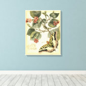 Schmetterling und Libelle mit roten Blume Leinwanddruck (Insitu (Holzboden))