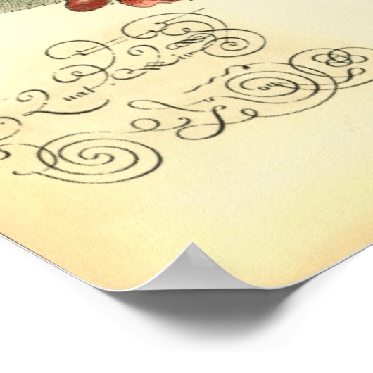 Schmetterling und Libelle mit roten Blume Poster (Ecke)