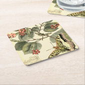 Schmetterling und Libelle mit roten Blume Rechteckiger Pappuntersetzer (angewinkelt)