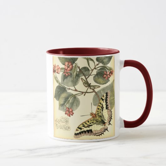 Schmetterling und Libelle mit roten Blume Tasse (Rechts)
