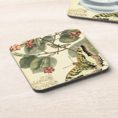 Schmetterling und Libelle mit roten Blume Untersetzer (Linke Seite)