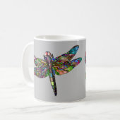 Schmetterling und Libelle. Psychedelische Insekten Kaffeetasse (Vorderseite Links)