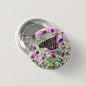 Schmetterling und Lila Blume Button (Vorne & Hinten)