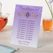 Schmetterling und Lila Glitzer Tischnummer Zeichen Sockelschild (In Situ)