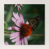 Schmetterling und Lila Kone-Blume Puzzle (Horizontal)