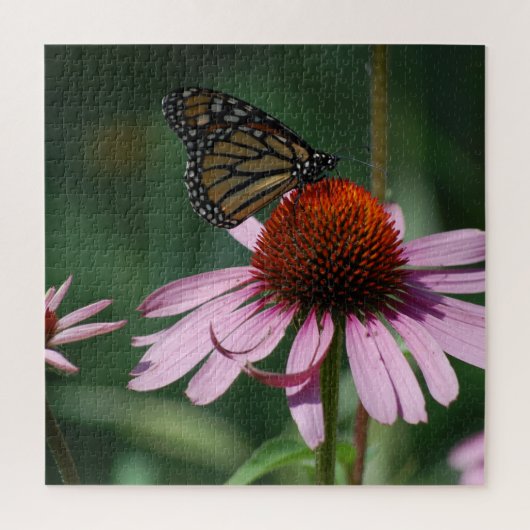 Schmetterling und Lila Kone-Blume Puzzle (Vertikal)