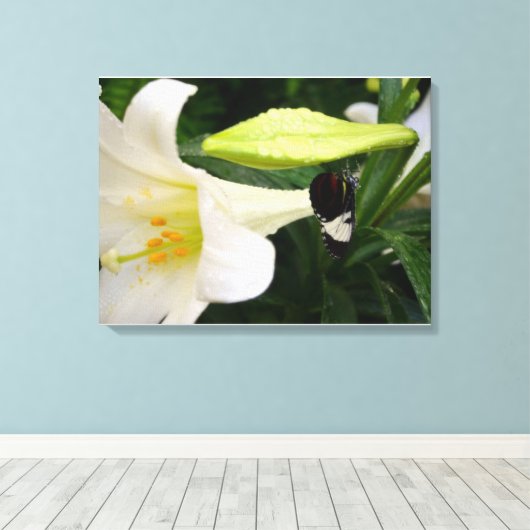Schmetterling und Lilie Leinwanddruck (Insitu (Holzboden))