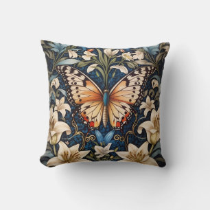 Schmetterling und Lilies Botanical Kissen