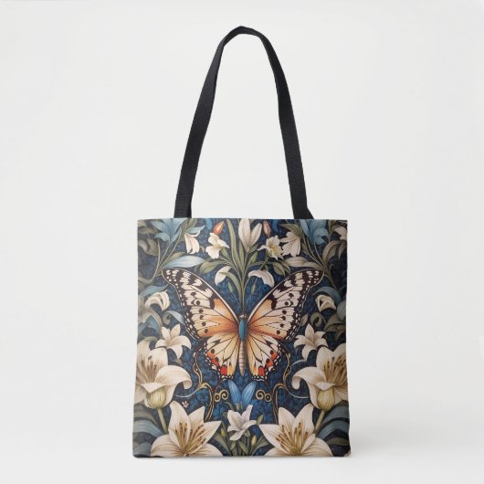 Schmetterling und Lilies Botanical Tasche (Vorderseite)
