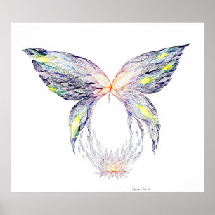 Schmetterling und Lotus Poster