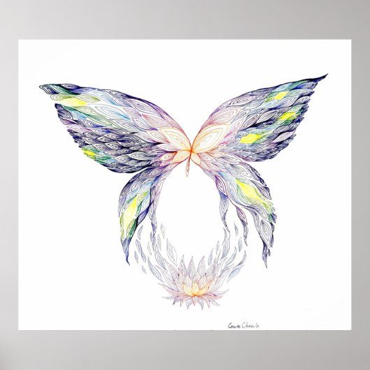 Schmetterling und Lotus Poster (Vorne)
