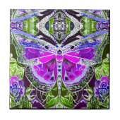 Schmetterling und Medallion Batik Muster in Violet Fliese (Vorderseite)
