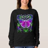 Schmetterling und Medallion Batik Muster in Violet Sweatshirt (Vorderseite)