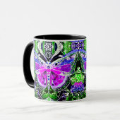 Schmetterling und Medallion Batik Muster in Violet Tasse (Vorderseite Links)