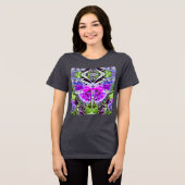 Schmetterling und Medallion Batik Muster in Violet Tri-Blend Shirt (Vorderseite voll)