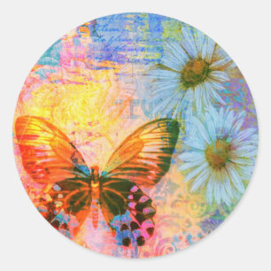 Schmetterling und Molkereien Runder Aufkleber