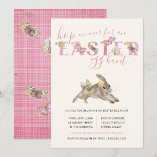 Schmetterling und Osterhase Brunch und Ostereiersu Einladung