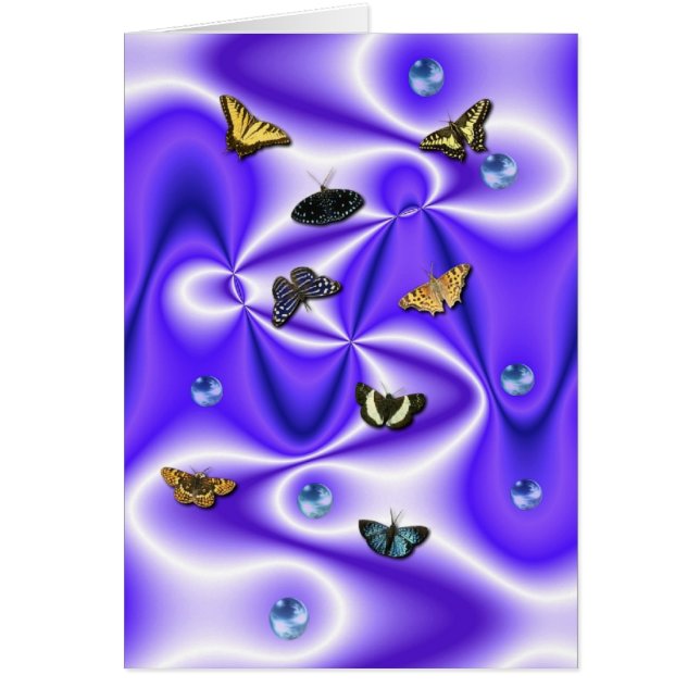 Schmetterling und Perlen auf lila Seide (Vorne)