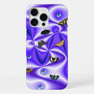 Schmetterling und Perlen auf violetter Seide iPhone 16 Pro Max Hülle