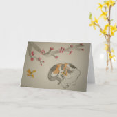 Schmetterling und Pflaumenblüten Karte (Gelbe Blume)