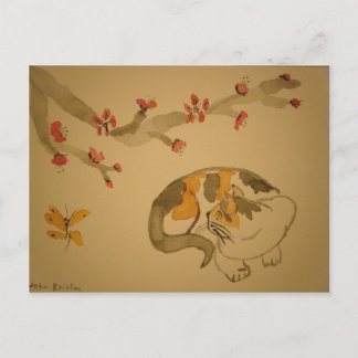 Schmetterling und Pflaumenblüten Postkarte