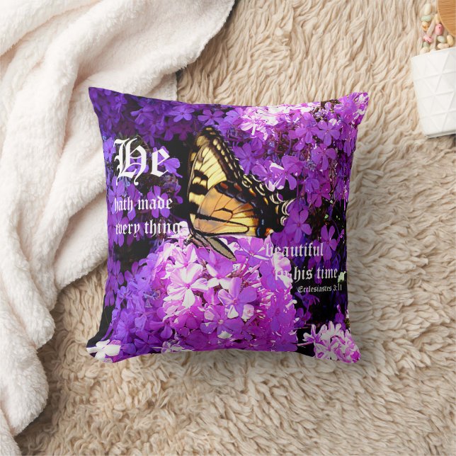 Schmetterling und Phlox, Ecclesiastes 3:11 Kissen (Decke)