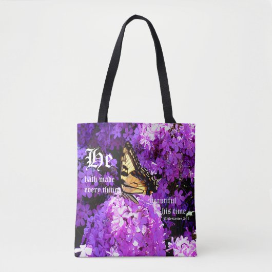 Schmetterling und Phlox, Ecclesiastes 3:11 Tasche (Vorderseite)