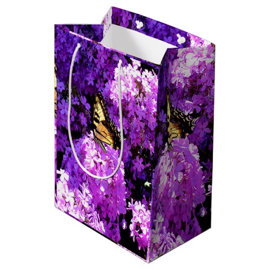 Schmetterling und Phlox Mittlere Geschenktüte (Rückseite Schrägansicht)