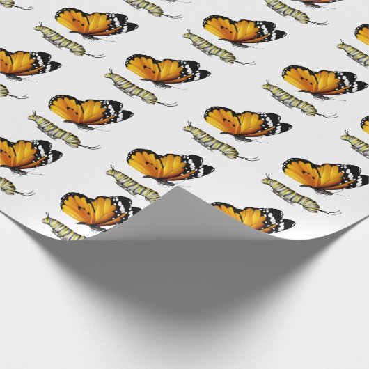 Schmetterling und Raupe Geschenkpapier (Ecke)