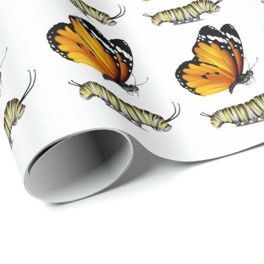 Schmetterling und Raupe Geschenkpapier (Rolleneckpunkt)