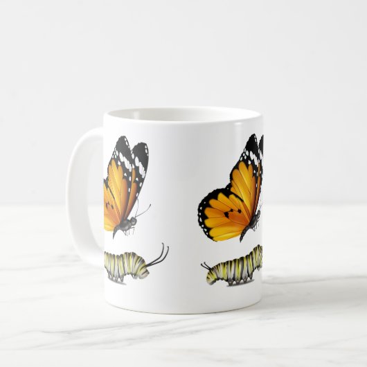 Schmetterling und Raupe Kaffeetasse (Vorderseite Links)