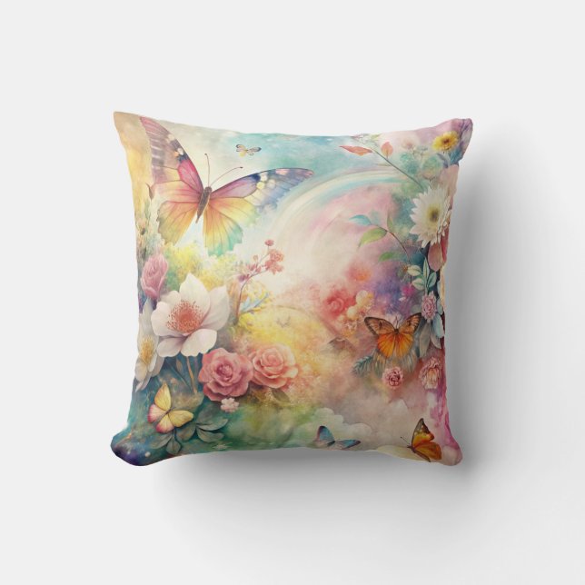 Schmetterling und Regenbogen Kissen (Vorderseite)