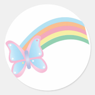Schmetterling und Regenbogenaufkleber Runder Aufkleber