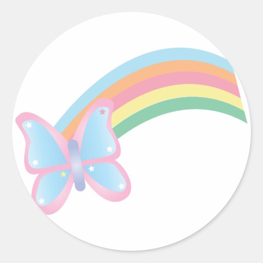 Schmetterling und Regenbogenaufkleber Runder Aufkleber (Vorderseite)