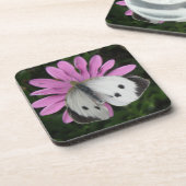 Schmetterling und rosa Blume Cork Untersetzer (Linke Seite)