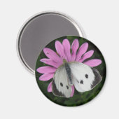 Schmetterling und rosa Blume Magnet (Vorderseite/Rückseite)
